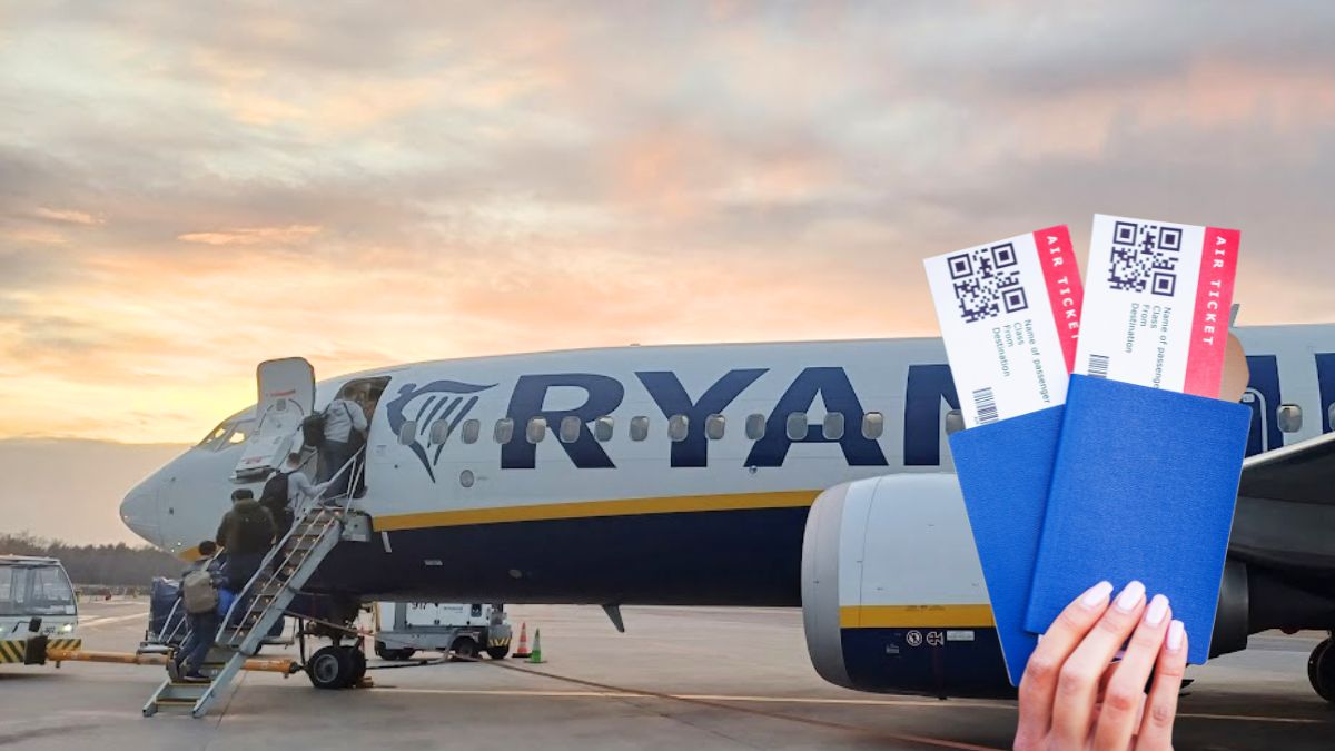 najlepszy dzień tygodnia na zakup biletów lotniczych Foto: samolot Ryanair i bilety lotnicze