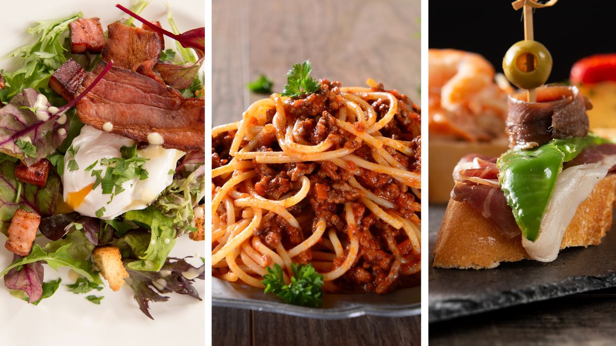 Te trzy miasta to raj dla smakoszy jesienią Foto: salade lyonnaise, spaghetti bolognese i pintxos