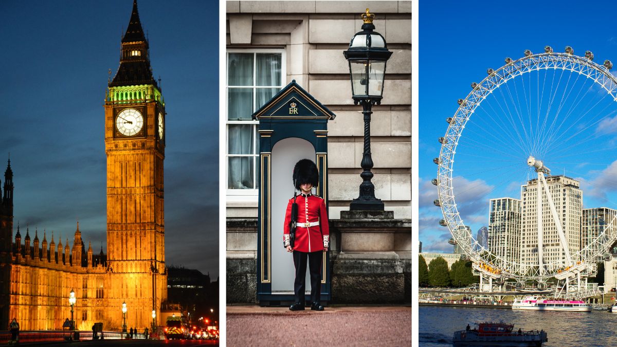gotowy plan zwiedzania Londynu Foto:3 zdjęcia przedstawiające Londyn