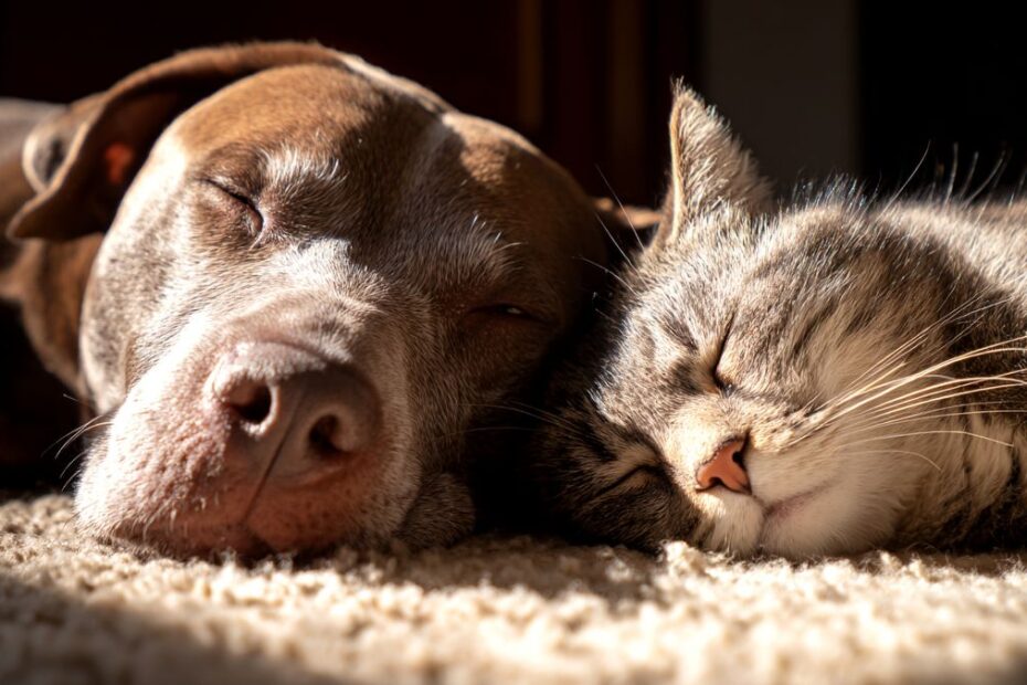 zastrzyki odchudzające dla kotów i psów Foto: śpiący pies i kot