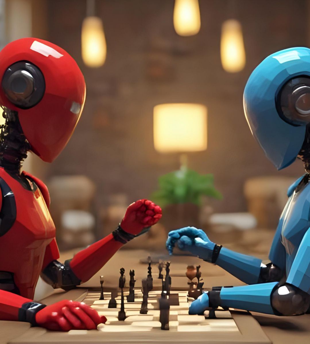 sztuczna inteligencja zabiera pracę klasie średniej Foto: dwa roboty grające w szachy