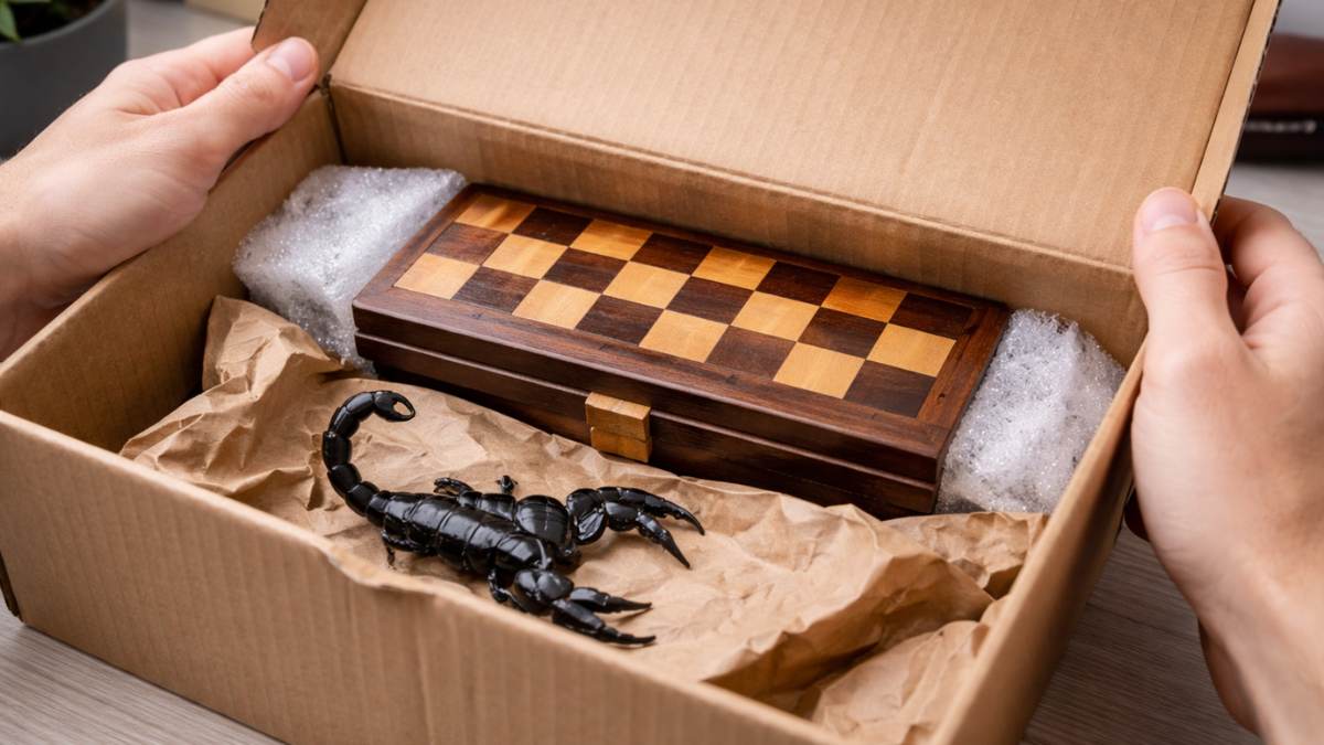 Żywy skorpion w paczce z Chin