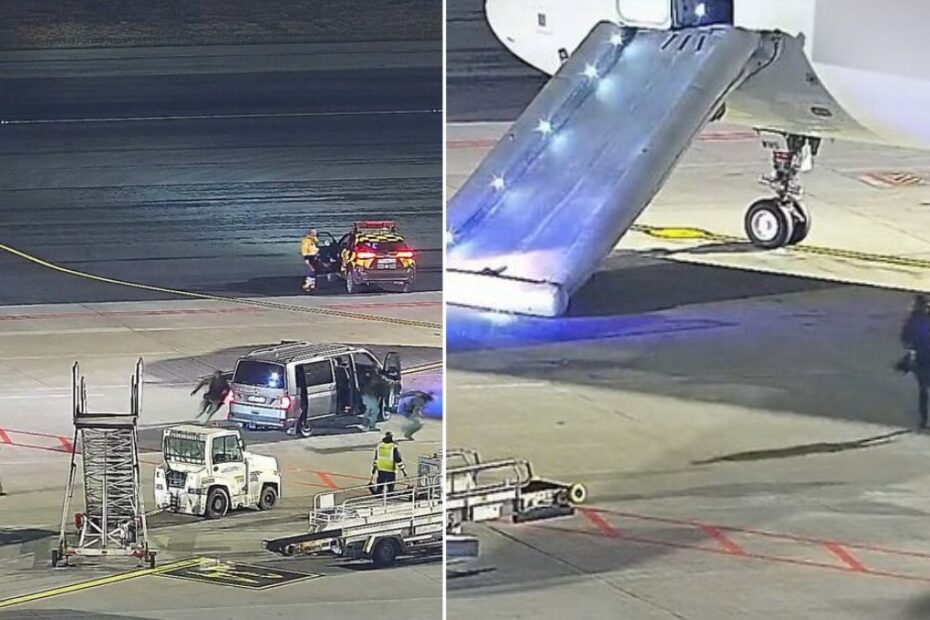 Pasażer otworzył drzwi podczas kołowania i zjechał po trapie