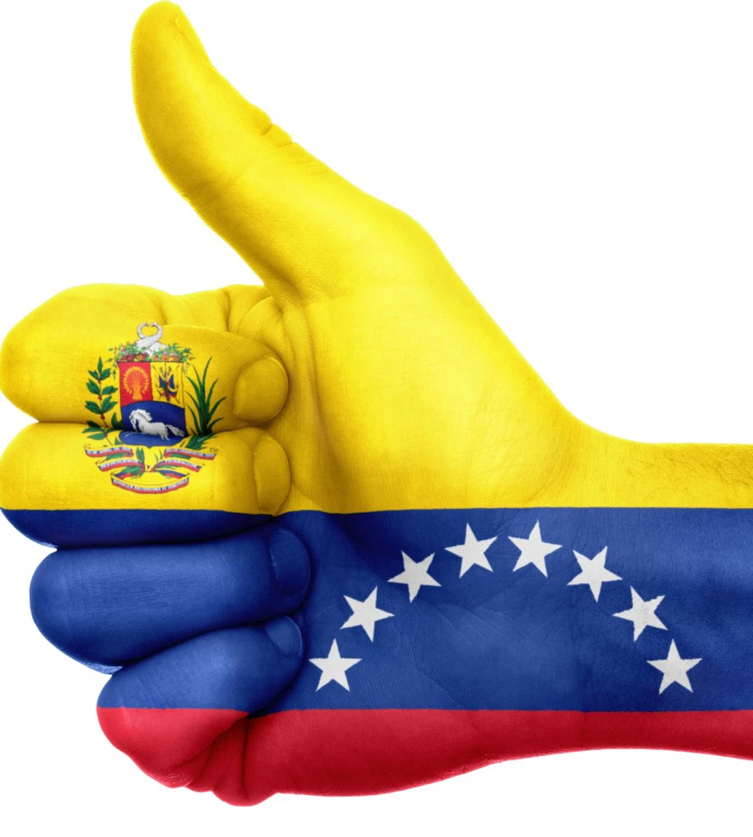 Kraj o największych złożach ropy naftowej Foto: Flaga Wenezueli na dłoni