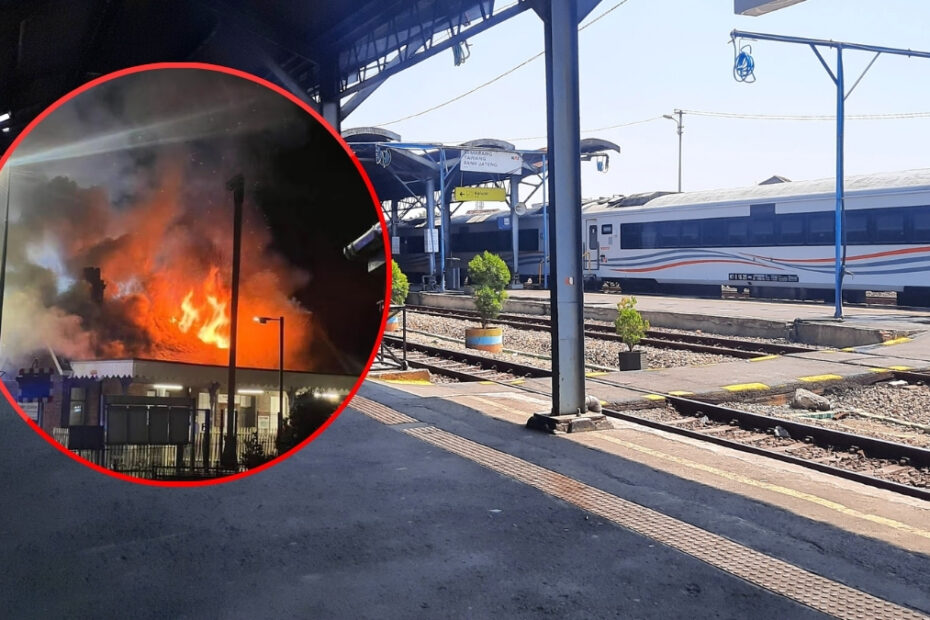 Pożar na stacji kolejowej w Suffolk zdjecie stacja