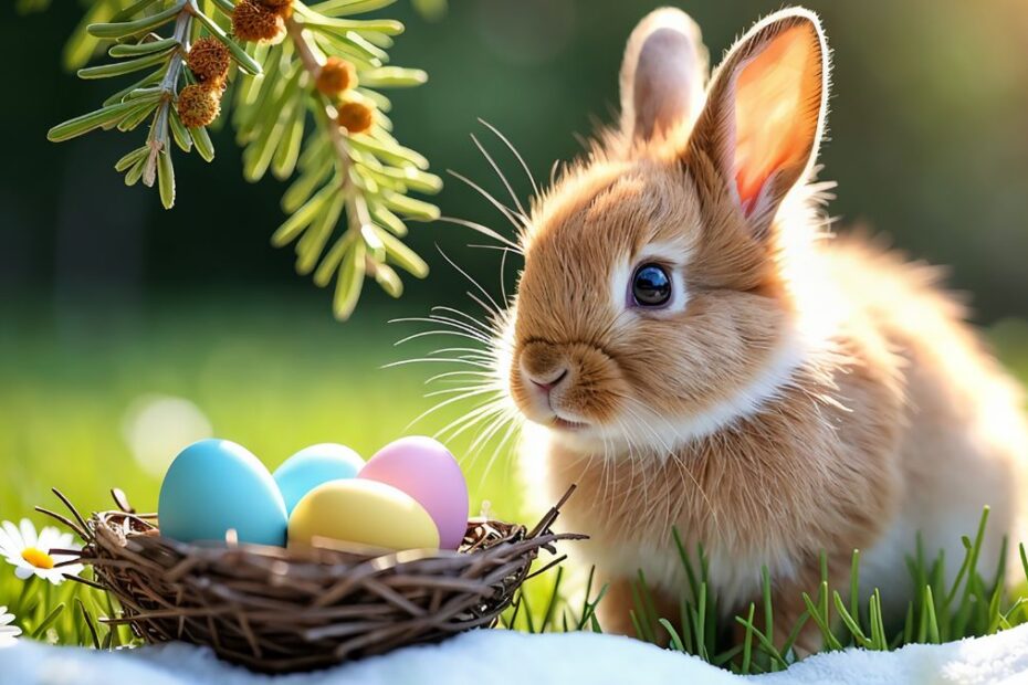 Życzenia wielkanocne po angielsku z tłumaczeniem na polski Foto: zajączek wielkanocny i pisanki