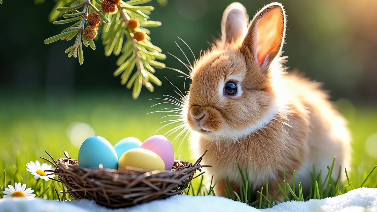 Życzenia wielkanocne po angielsku z tłumaczeniem na polski  Foto: zajączek wielkanocny i pisanki