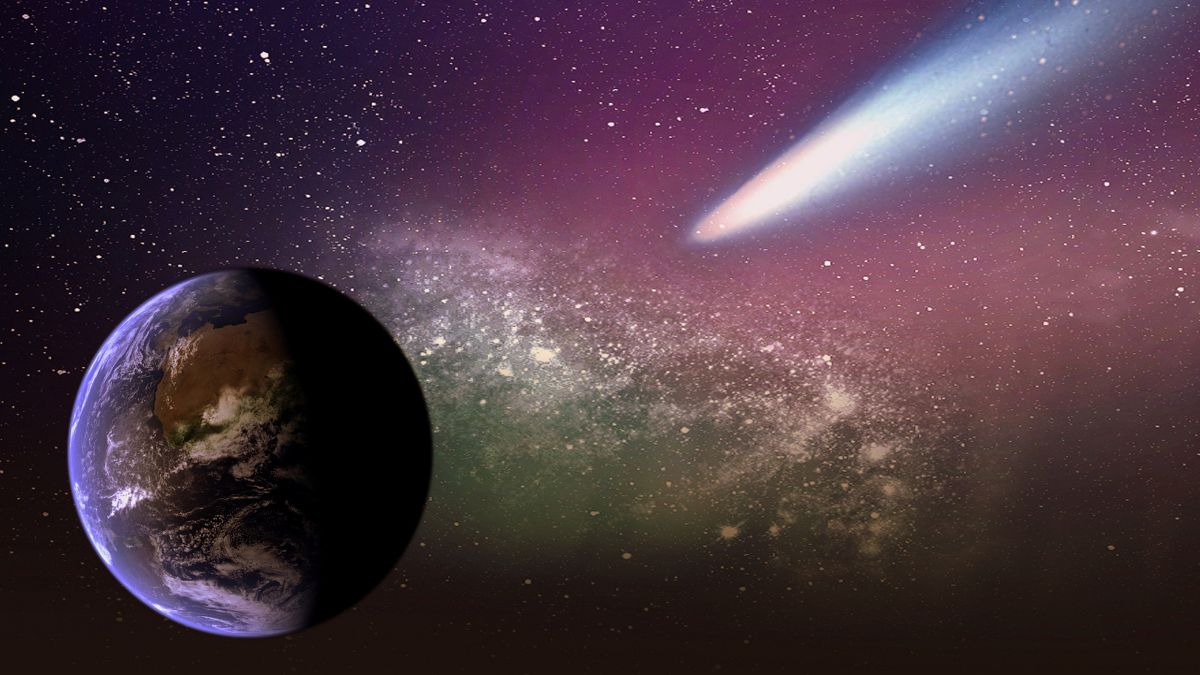Katastrofa dzięki której pojawił się człowiek Foto: meteoryt zmierzający w kierunku ziemi