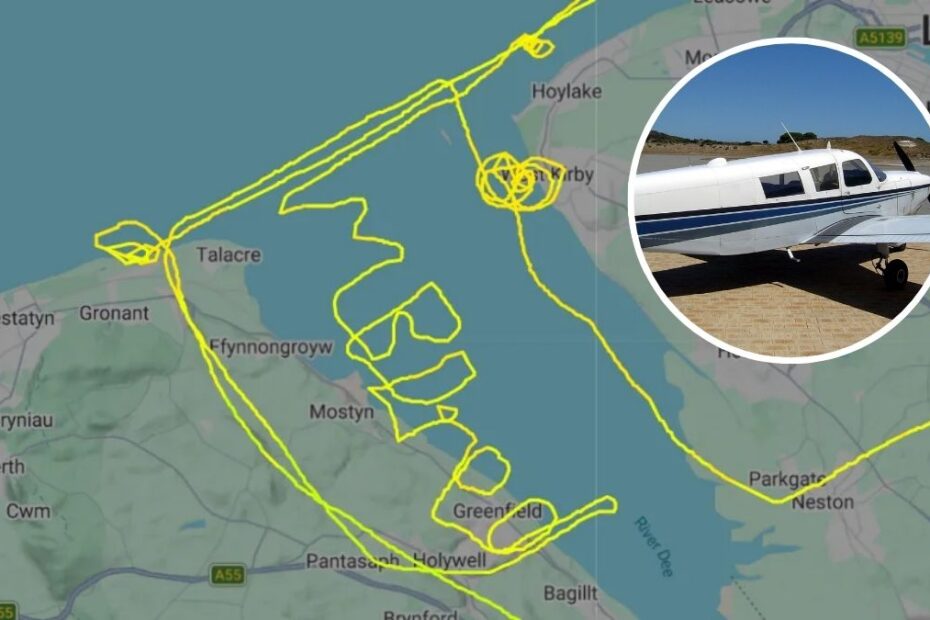 Pilot napisał na niebie „Nudzę się” Foto: zdjęcie z radaru Flightradar24, samolot w kółku