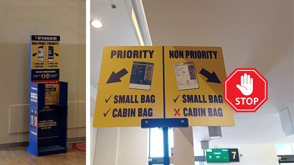 Koniec z wciskaniem walizki do sizera Foto: sizery Ryanair na lotnisku