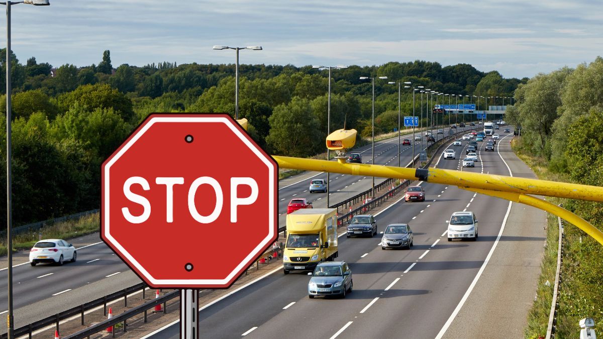 Brytyjska policja będzie zatrzymywać kierowców do testu wzroku Foto: autostrada i znak stop