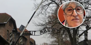 Burza po nagraniu z Auschwitz Foto: brama obozu koncentracyjnego, zdjęcie Brytyjki w kółku